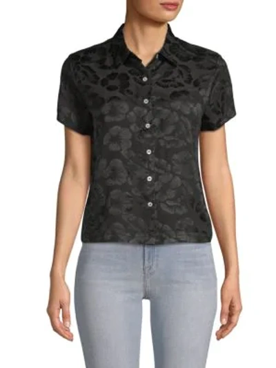 Shop Veda Honolulu Floral Silk Button-down Shirt In Black