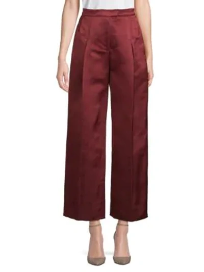 Shop Valentino Silk Wide-leg Crop Trousers In Lilium