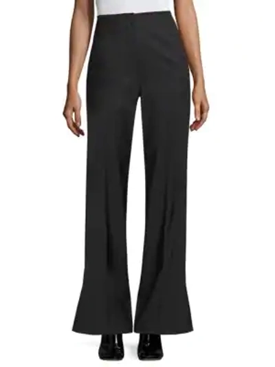 Shop Rebecca Taylor Tuxedo Wool-blend Flare Pants In Black