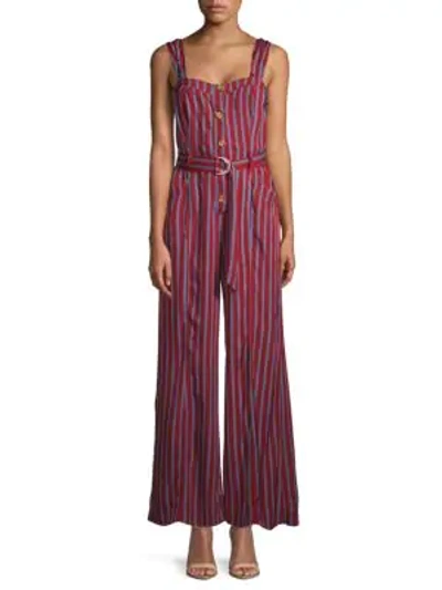 Shop Free People City Girl Striped Jumpsuit In Wine