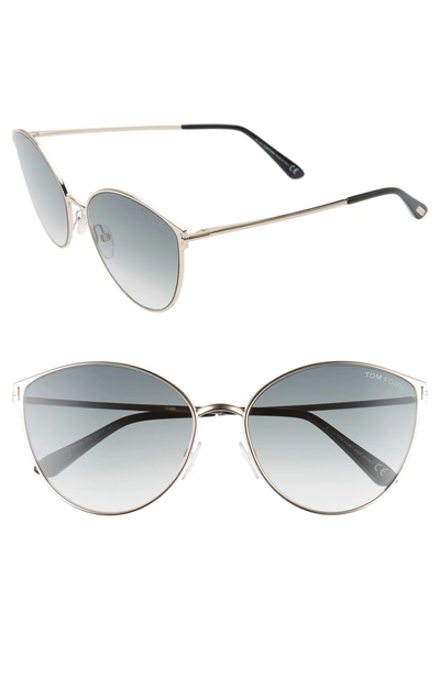 Shop Tom Ford Zeila 60mm Mirrored Cat Eye Sunglasses In Rose Gold/ Black/ Smoke