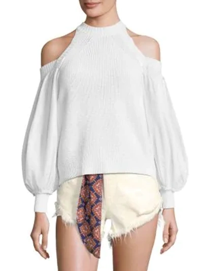 Shop Free People Catch-a-glimpse Cold-shoulder Sweater In White