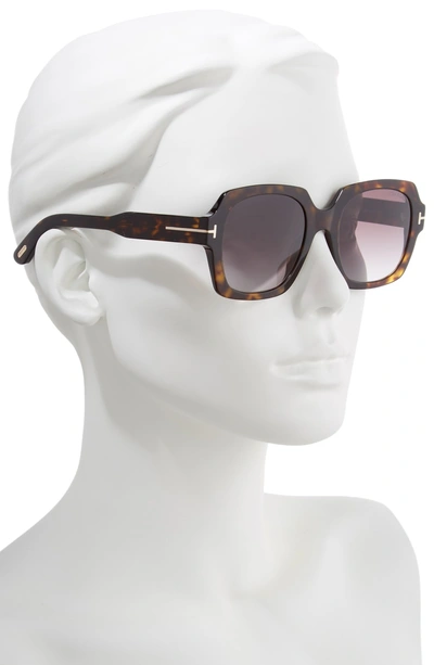 Shop Tom Ford Autumn 53mm Square Sunglasses In Dark Havana/ Gradient Red