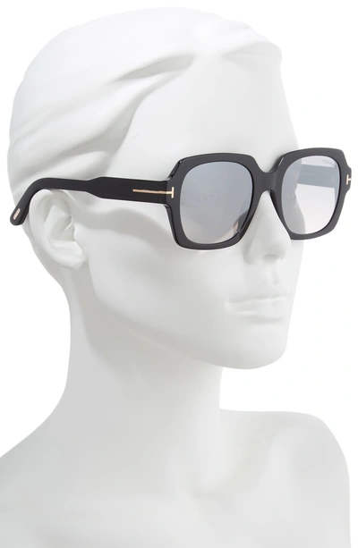 Shop Tom Ford Autumn 53mm Square Sunglasses In Black/ Smoke/ Silver Flash