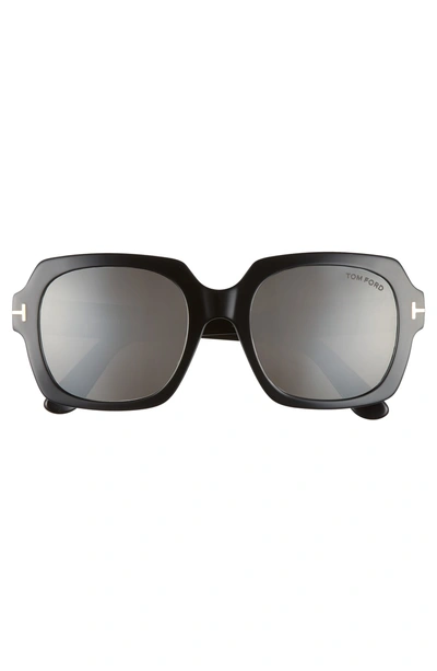 Shop Tom Ford Autumn 53mm Square Sunglasses In Black/ Smoke/ Silver Flash