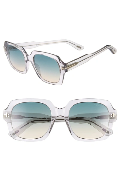 Shop Tom Ford Autumn 53mm Square Sunglasses In Grey/ Turquoise To Sand