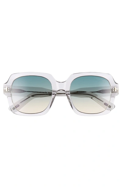 Shop Tom Ford Autumn 53mm Square Sunglasses In Grey/ Turquoise To Sand