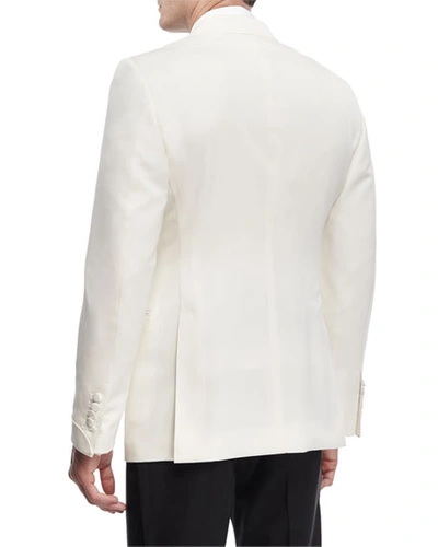 Shop Tom Ford Shelton Base Wool-mohair Cardigan Dinner Jacket In Ivory