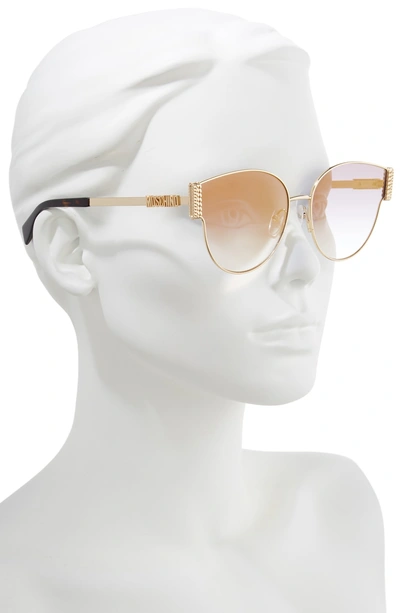 Shop Moschino 61mm Special Fit Cat Eye Sunglasses - Gold/ Havana