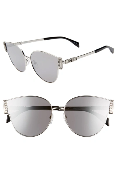 Shop Moschino 61mm Special Fit Cat Eye Sunglasses - Silver/ Black