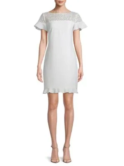 Shop Karl Lagerfeld Lace-trim Flounce Dress In Ivory