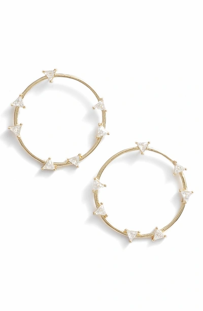 Shop Melinda Maria Circle Earrings In Clear/ Gold