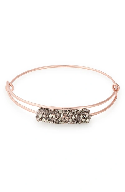 Shop Alex And Ani Fine Rocks Adjustable Wire Bangle In Grey/ Rose Gold