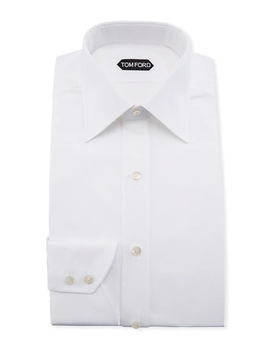 Shop Tom Ford Solid Barrel-cuff Dress Shirt, White