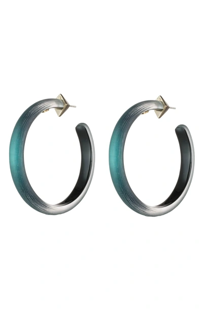 Shop Alexis Bittar Vanitas Large Lucite Hoop Earrings In Dark Cyan