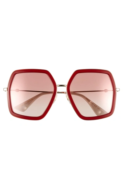 Shop Gucci 56mm Sunglasses - Shiny Endura Gld/pk Grad Mir
