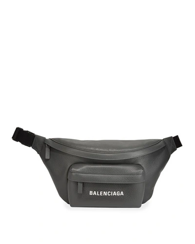 Shop Balenciaga Men's Everyday Leather Belt Bag In Black/white