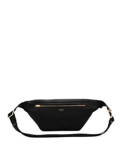 Shop Tom Ford Men's Leather Belt Bag In Black