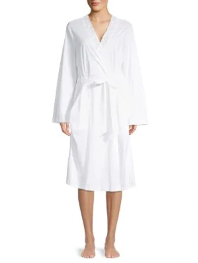 Shop Hanro Lace Self-tie Robe In White