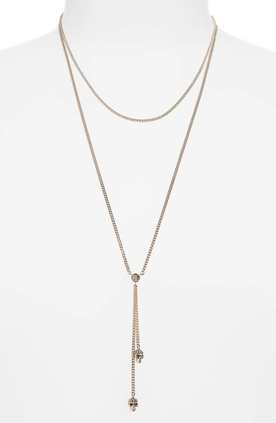 Shop Alexander Mcqueen Thin Chain Necklace In Gold