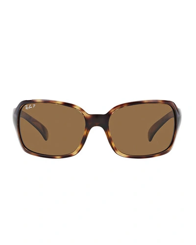 Shop Ray Ban Square Monochromatic Propionate Sunglasses In Tortoise