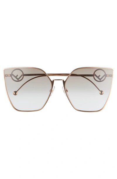Shop Fendi 63mm Oversized Sunglasses In Gold/ Copper