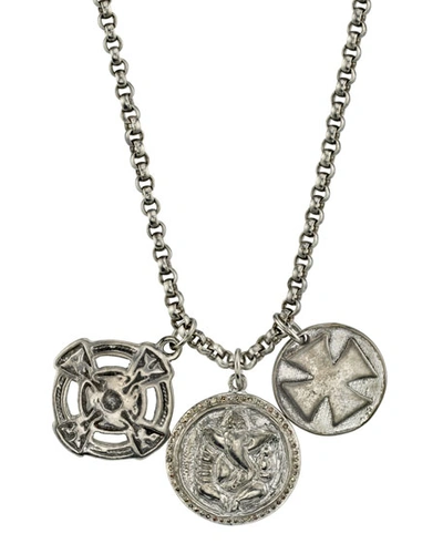 Shop Mr. Lowe Men's Triple-disc Pendant Necklace In Silver