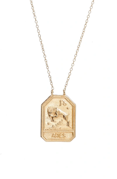 Jennifer Zeuner Jewelry Kiana Zodiac Pendant Necklace In Aries Gold