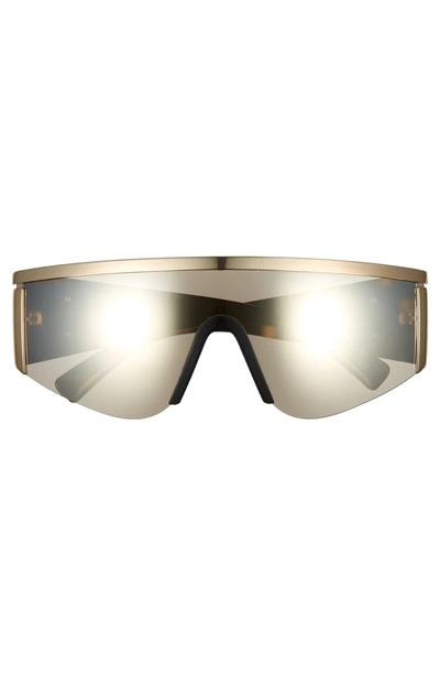 Shop Versace Tribute 147mm Shield Sunglasses - Gold/ Gold Mirror