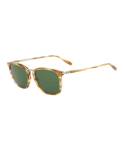 Shop Ferragamo Men's Timeless Metal-bridge Sunglasses In Light Brown