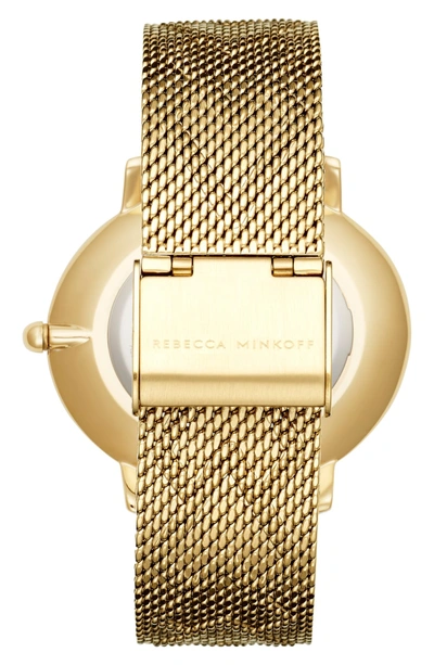 Shop Rebecca Minkoff Major Mesh Hearts Strap Watch, 35mm In Gold/ Silver White/ Gold