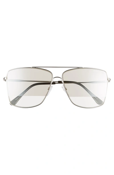 Shop Tom Ford Magnus 60mm Aviator Sunglasses In Rhodium/ Black/ Smoke/ Silver