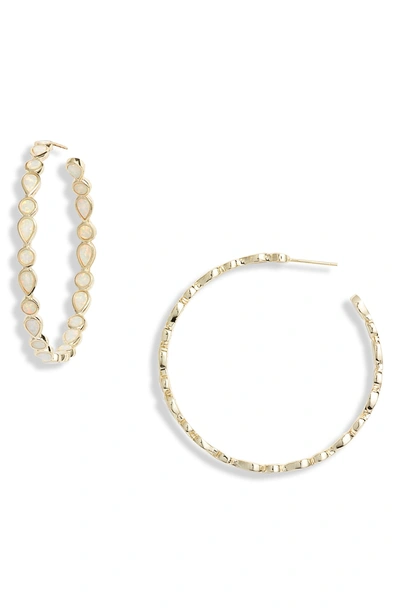 Shop Melinda Maria Isla Opal Hoop Earrings In White Opal/ Gold