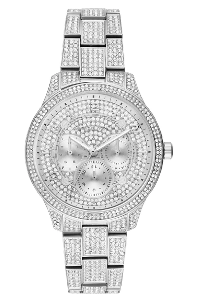 Shop Michael Kors Runway Crystal Bracelet Watch, 38mm In Silver
