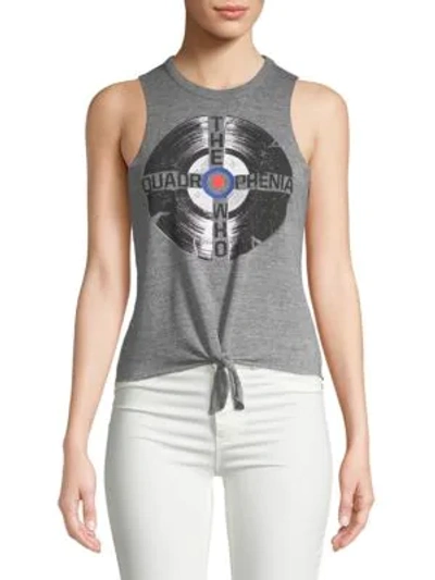 Shop Chaser Tie-front Muscle Tank Top In Streaky Grey