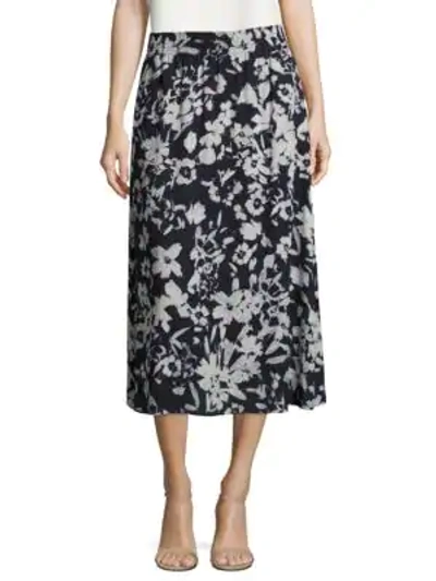 Shop Lafayette 148 Camrie Floral Skirt In Ink Multi