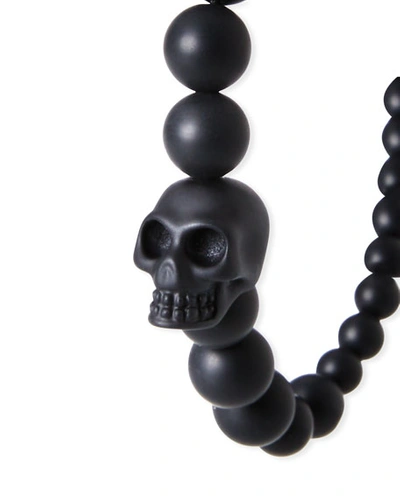 Shop Alexander Mcqueen Men's Skull Bead Bracelet In Black