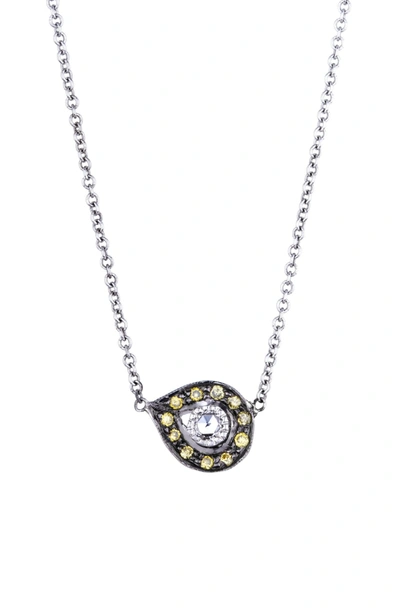 Shop Sethi Couture Diamond Plume Pendant Necklace In Green Diamond