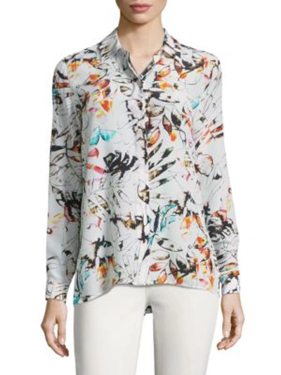 Shop Leo & Sage Pleated Hi-lo Blouse In Multicolor