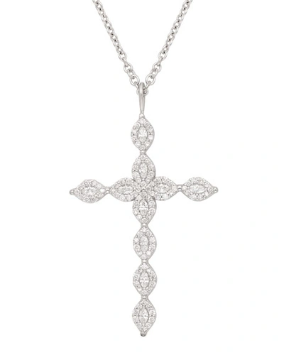 Shop Jamie Wolf 18k Marquise Diamond Cross Necklace In White/gold