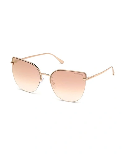 Shop Tom Ford Ingrid Gradient Butterfly Sunglasses In Pink