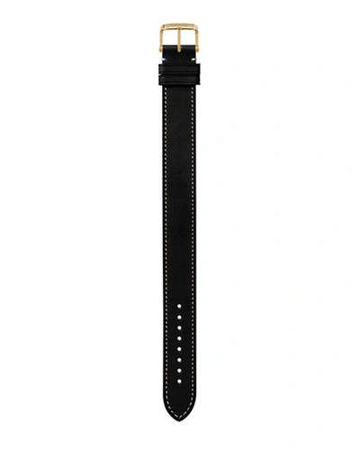 Shop Tom Ford Medium Calf Leather Strap With Ecru Stitching In Ebony