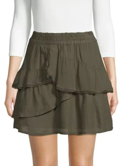 Shop Iro Carmela Ruffled Mini Skirt In Khaki