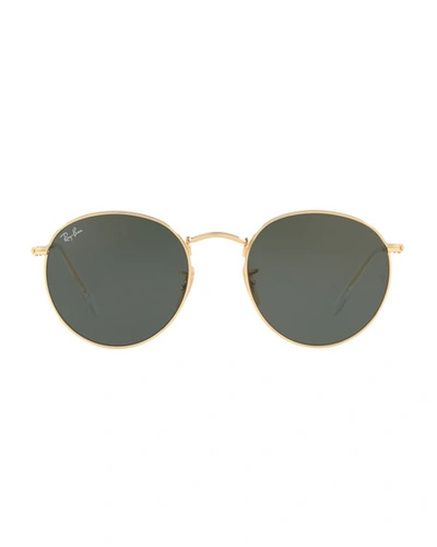 Shop Ray Ban Monochromatic Round Metal Sunglasses, Green Pattern