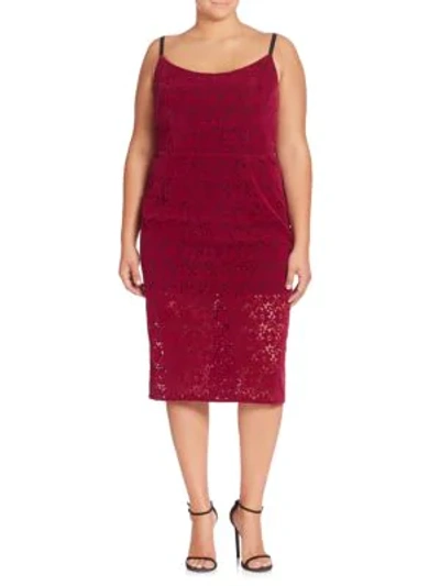 Shop Abs By Allen Schwartz Plus Floral Lace Sheath Dress In Mulberry