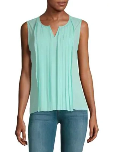 Shop Calvin Klein Pleated Front Sleeveless Top In Sea Glass