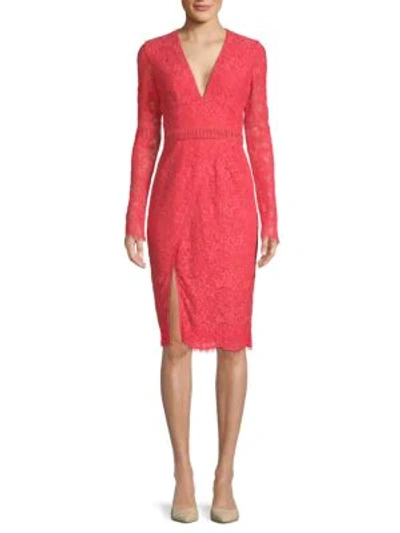Shop Stylestalker Sabine Long-sleeve Dress In Coral