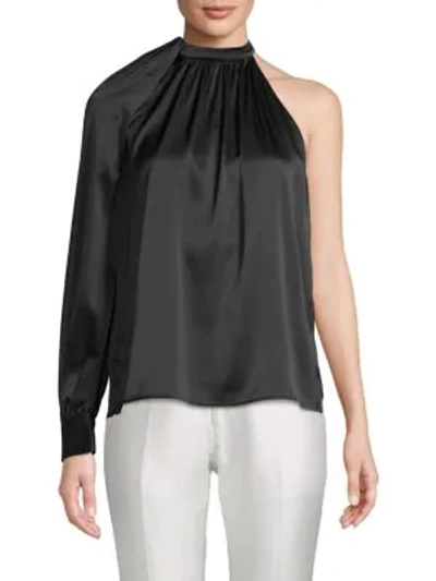 Shop A.l.c Piper Stretch Silk One-shoulder Top In Black