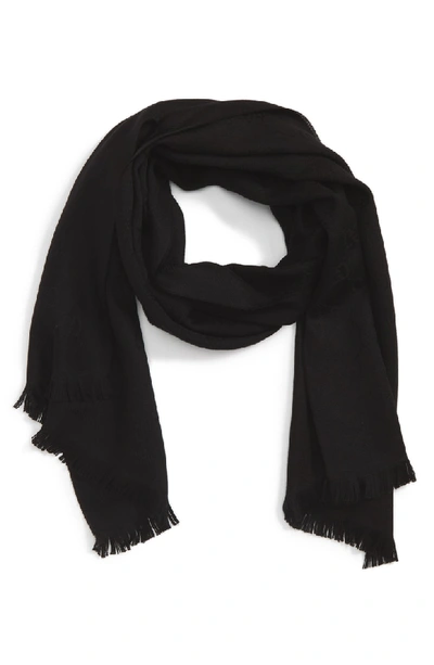 Shop Gucci Gg Jacquard Wool Scarf In Black