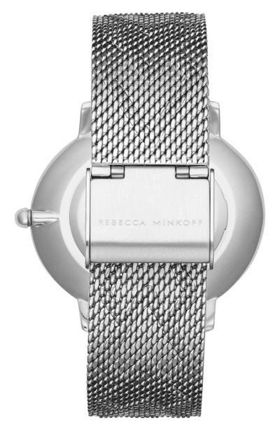 Shop Rebecca Minkoff Major Mesh Hearts Strap Watch, 35mm In Silver